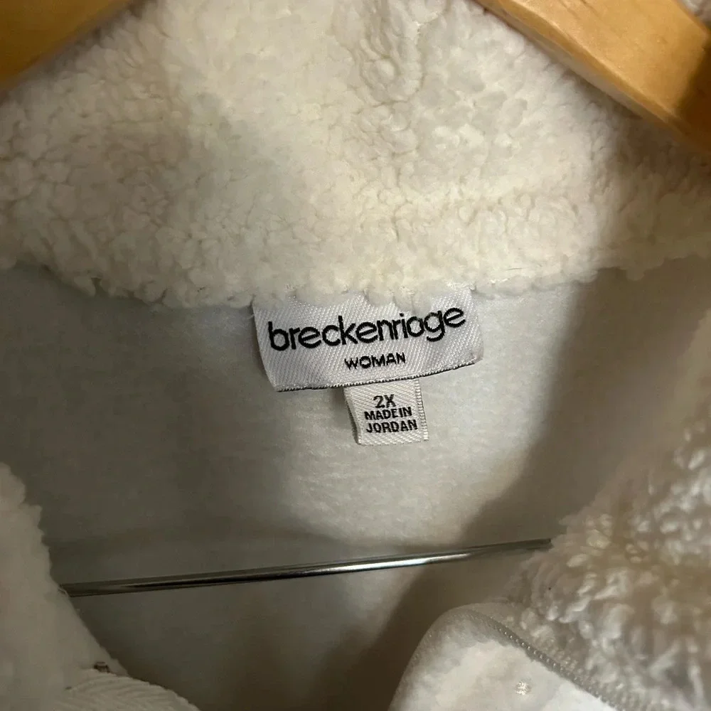 Breckenridge Womens Sleeveless Full Zip Fleece Vest Off White Snowflake Size 2XL